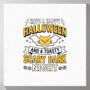 Vintage Halloween Cat Scary Dark Night Design_1 Canvas Photo Tile