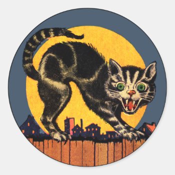 Vintage Halloween Cat Sticker by Vintage_Halloween at Zazzle