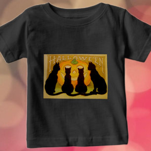 Vintage Halloween Cats and Jack O'Lantern Baby T-Shirt