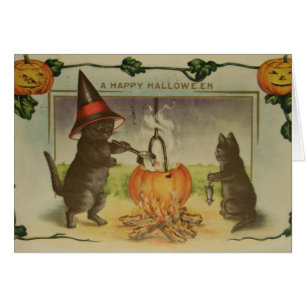 Vintage Halloween Cats Cards