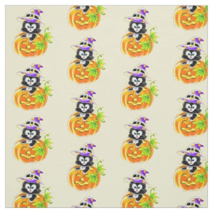 Vintage Halloween Cats Fabric