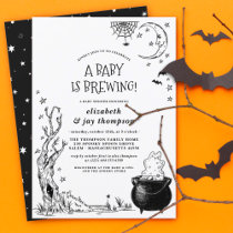 Vintage Halloween Cauldron Baby Is Brewing Shower Invitation