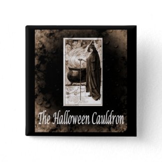 Vintage Halloween Cauldron Pinback Button