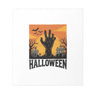 Vintage Halloween Cemetery Zombie Hand Shirt Desig Notepad