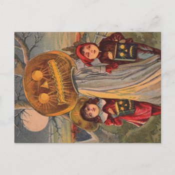 Vintage Halloween Children Announcement Postcard by mrcountscary at Zazzle