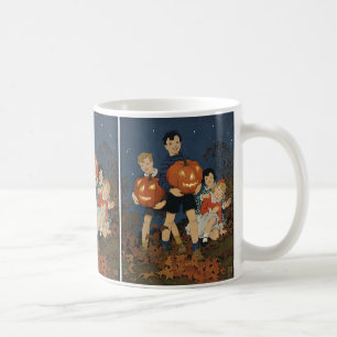 Vintage Halloween, Children holding Pumpkins Coffee Mug