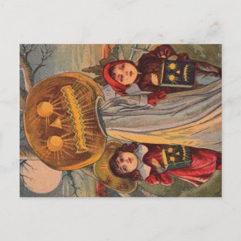 Vintage Halloween Children Invitation Postcard by mrcountscary at Zazzle