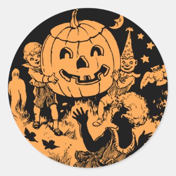 Vintage Halloween Children's Party Classic Round Sticker by Vintage_Halloween at Zazzle