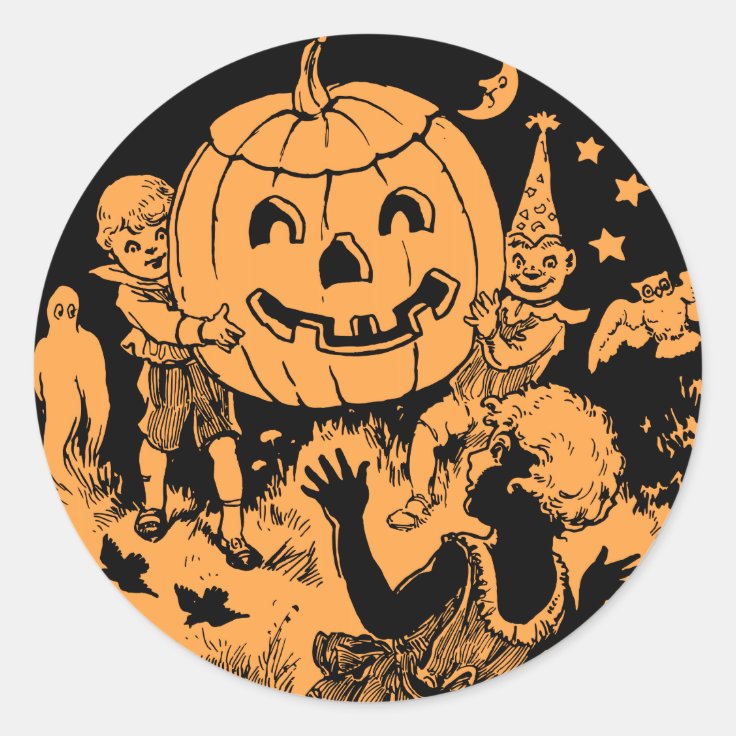 Vintage Halloween Children's Party Classic Round Sticker | Zazzle