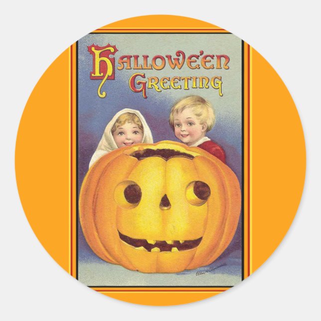 Vintage Halloween Classic Round Sticker (Front)