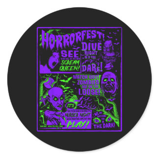 Vintage Halloween Clic Horror Movie Poster Horrorf Classic Round Sticker
