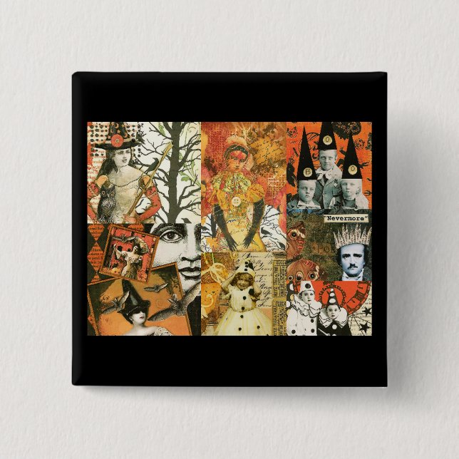 Vintage Halloween Collage Button (Front)