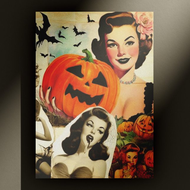 Vintage Halloween Collage Illustration Postcard (Creator Uploaded)