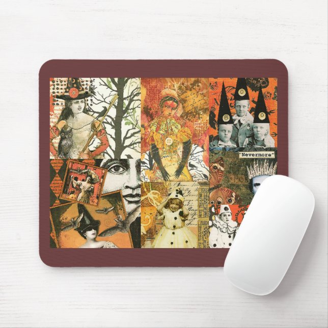 Vintage Halloween Collage Mouse Pad (With Mouse)