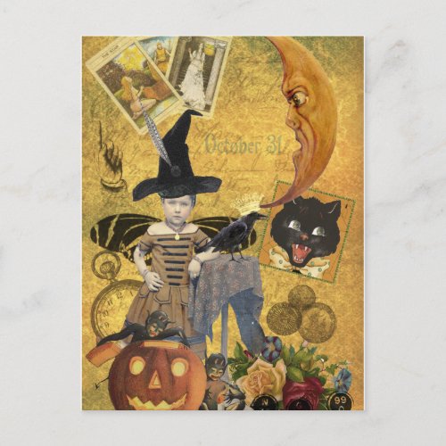 Vintage Halloween Collage Postcard