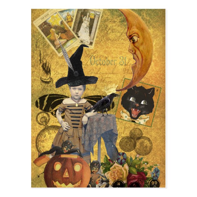 Vintage Halloween Collage Postcard