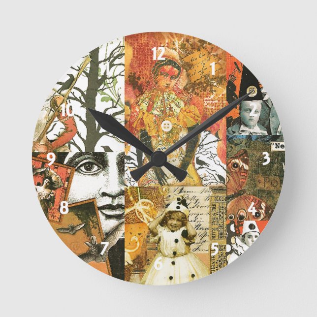 Vintage Halloween Collage Wall Clock (Front)