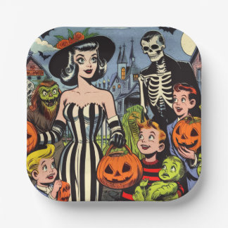 Vintage Halloween Comics Paper Plates