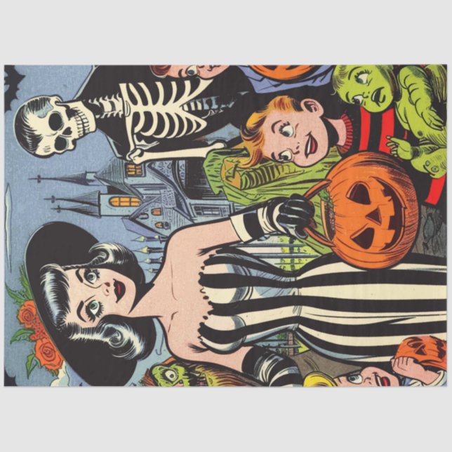 Vintage Halloween Comics Tissue Paper (Front)
