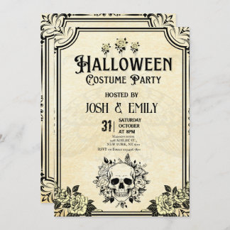 Vintage Halloween Costume Party Adult Pumpkin Invitation