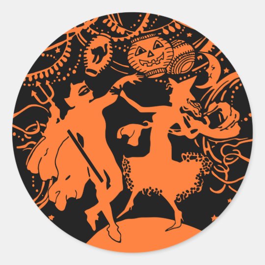 Vintage Halloween Costume Party Classic Round Sticker | Zazzle.com