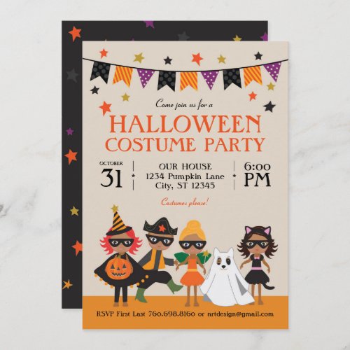 Vintage Halloween Costume Party Dark Skin Invitation