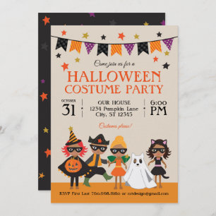Vintage Halloween Costume Party Dark Skin Invitation
