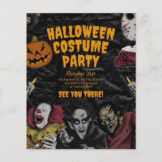 Vintage Halloween Costume Party,Editable Halloween Flyer (Front)