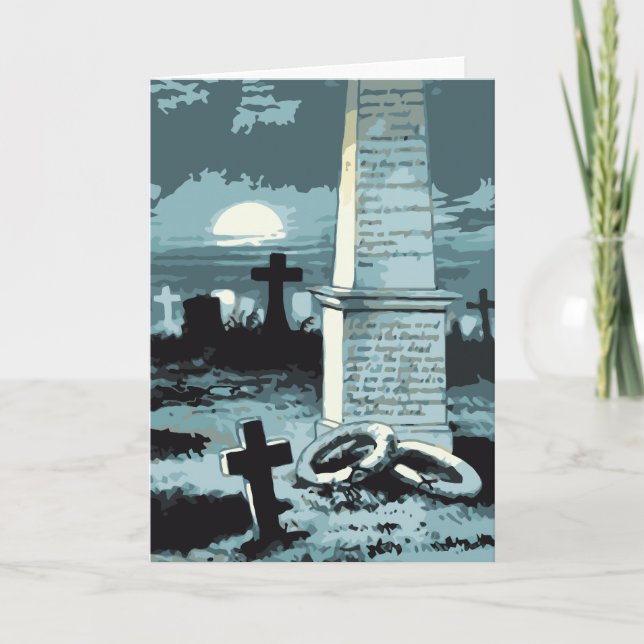 Vintage Halloween, Creepy Cemetery with Graves Card (Front)