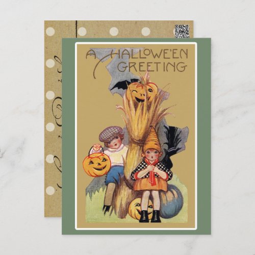 Vintage Halloween Creepy  Holiday Postcard