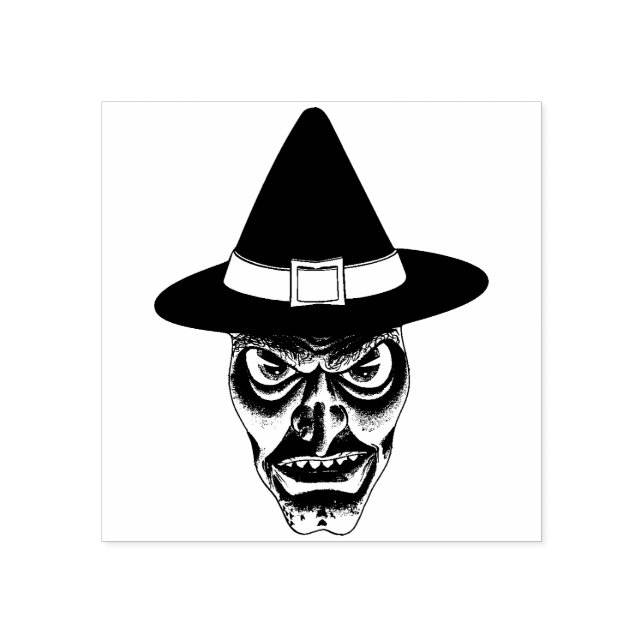 Vintage Halloween Creepy Witch Rubber Stamp (Imprint)