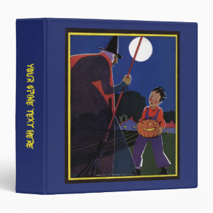 Vintage Halloween, Creepy Witch with Boy 3 Ring Binder