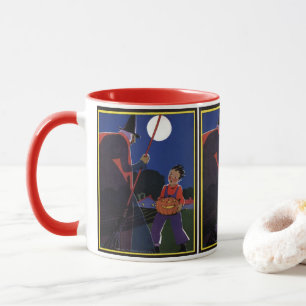 Vintage Halloween, Creepy Witch with Boy Mug
