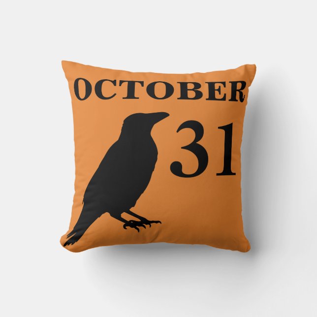 Vintage Halloween crow pillow (Front)