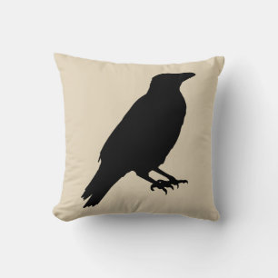 Vintage Halloween crow pillow
