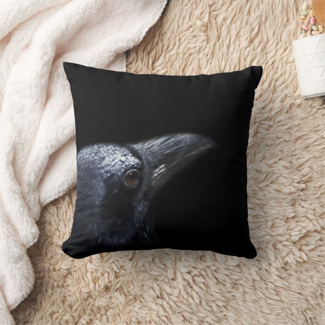 Vintage Halloween crow Throw Pillow (Blanket)