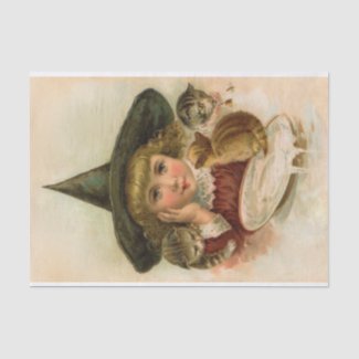 vintage Halloween cutie with kittens