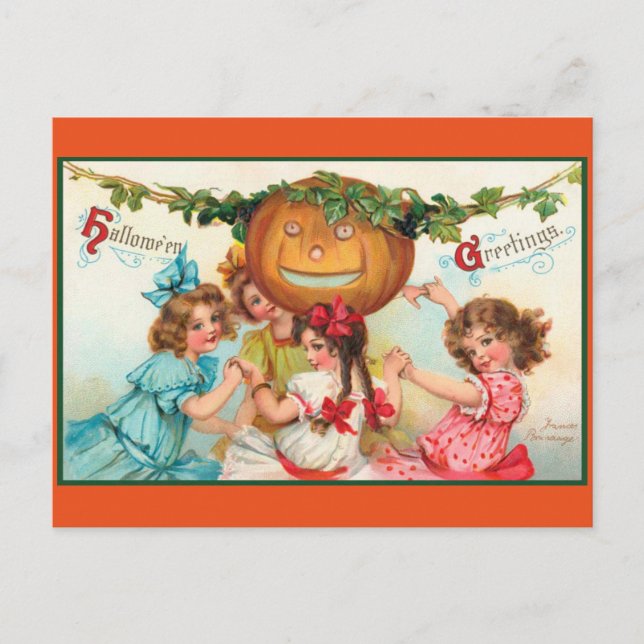 Vintage Halloween Dancers Postcard (Front)