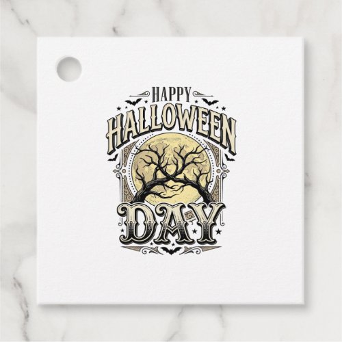 Vintage Halloween Day Moon Tree Branch Shirt Desig Favor Tags