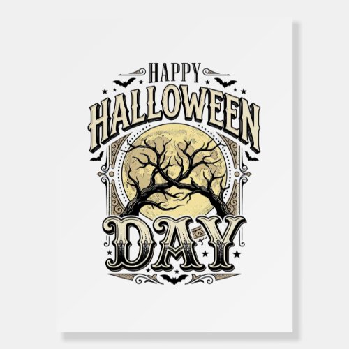 Vintage Halloween Day Moon Tree Branch Shirt Desig Foam Board