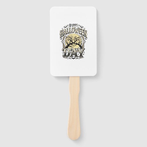 Vintage Halloween Day Moon Tree Branch Shirt Desig Hand Fan