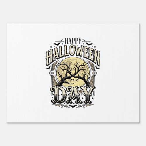 Vintage Halloween Day Moon Tree Branch Shirt Desig Sign