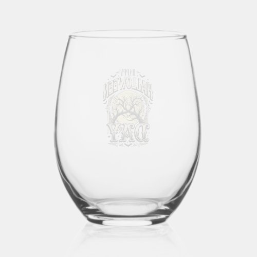 Vintage Halloween Day Moon Tree Branch Shirt Desig Stemless Wine Glass