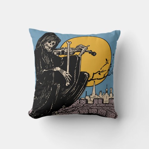 Vintage Halloween  Day of the Dead Skeleton Throw Pillow