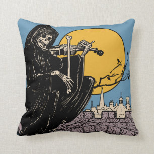 Vintage Halloween / Day of the Dead Skeleton Throw Pillow