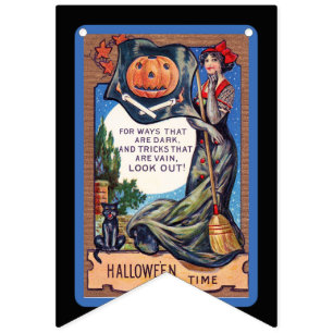 Vintage Halloween Decor, Cute Halloween Bunting Flags