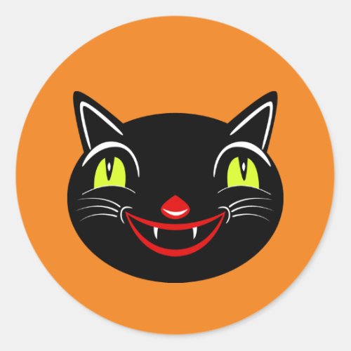 Vintage Halloween Decoration Black Cat I Classic Round Sticker