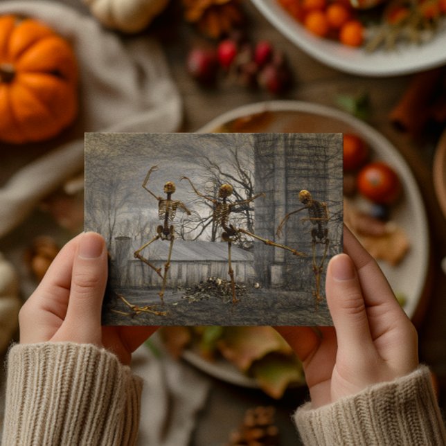 Vintage Halloween Decoupage Dancing Skeletons  Card (Creator Uploaded)
