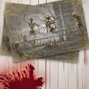 Vintage Halloween Decoupage Dancing Skeletons Tissue Paper