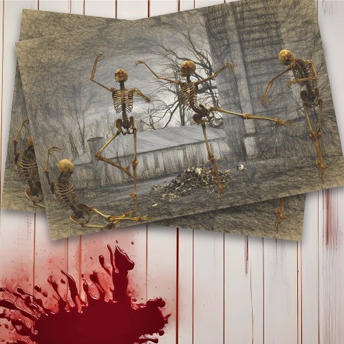 Vintage Halloween Decoupage Dancing Skeletons Tissue Paper